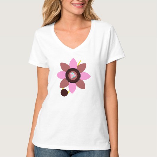 T-shirt Élégante tenue d'été féminine rose Brown (Devant)