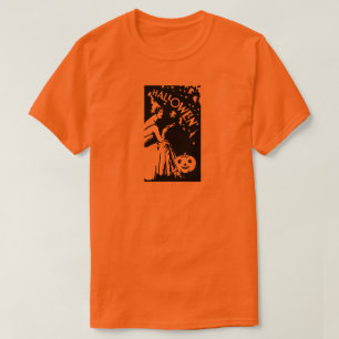 T-shirt Elégante Vintage dame d'Halloween avec Masque