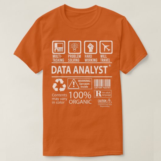 T-shirt Élément cadeau de travail multitâche de l'analyste (Design devant)