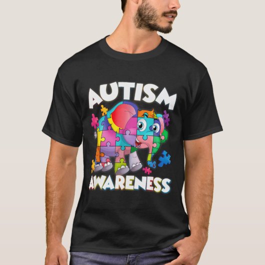 T-shirt Élément de puzzle éléphant mois de sensibilisation (Devant)