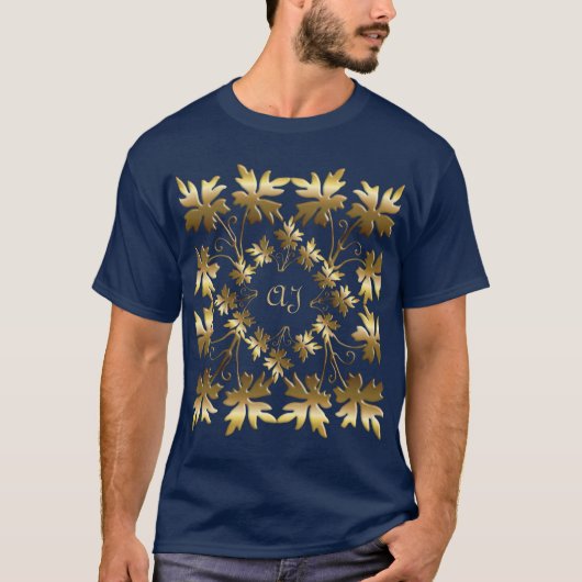 T-shirt Elément doré avec feuilles lancer oreiller (Devant)