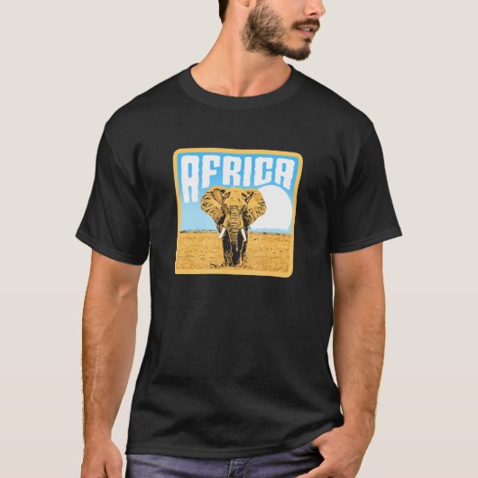 T-shirt Élément graphique rétro Afrique éléphant courant v (Devant)