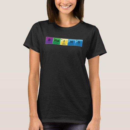 T-shirt Elemental Brains Periodic Table Word (Devant)
