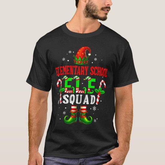 T-shirt Elementary School Elf Squad Xmas Elf Hat Scute Ss  (Devant)