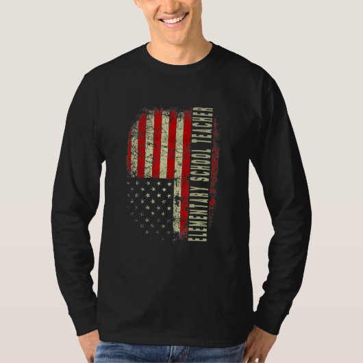 T-shirt Elementary School Teacher Day 4th Of July US Flag  (Devant)