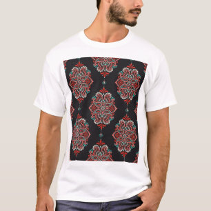 T-shirt éléments cachemire asiatique, motif vintage boho.