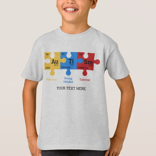 T-shirt Éléments du tableau périodique de l'autisme (Devant)