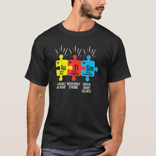 T-shirt Éléments Tableau Périodique Autisme Sensibilisatio (Devant)