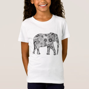 T-Shirt Éléphale tourbillon fractal - gris, noir et blanc