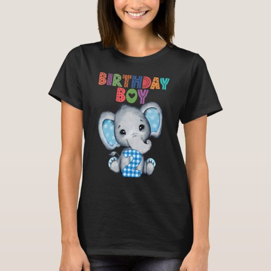 T-shirt Elephant 2e anniversaire garçon Enfants 2 ans Elép (Devant)