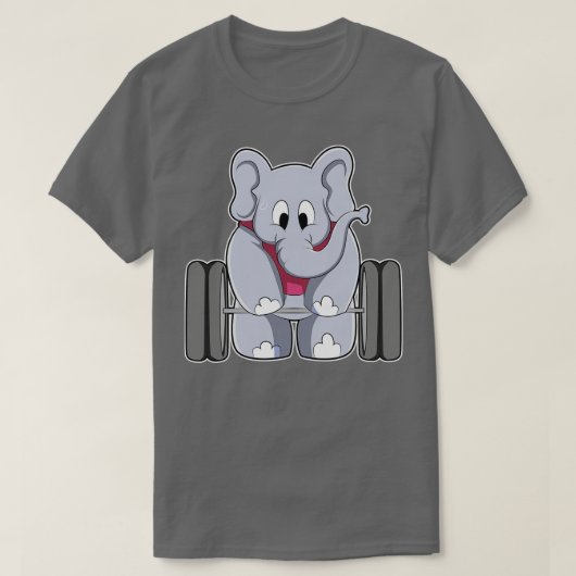 T-shirt Elephant à Bodybuilding avec Barbell (Design devant)