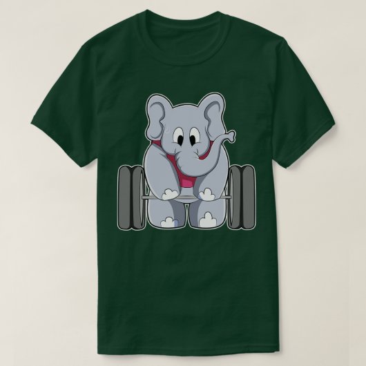 T-shirt Elephant à Bodybuilding avec Barbell (Design devant)