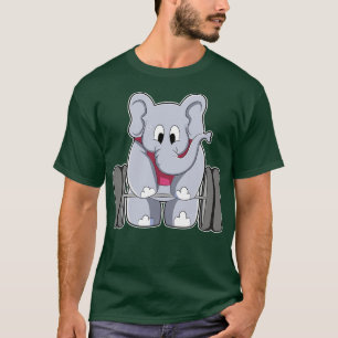 T-shirt Elephant à Bodybuilding avec Barbell