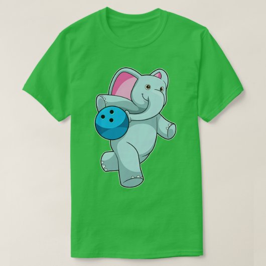 T-shirt Eléphant à Bowling avec Bowling ball 1 (Design devant)