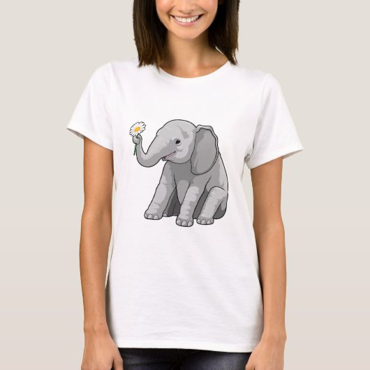 T-shirt Eléphant à fleurs (Devant)