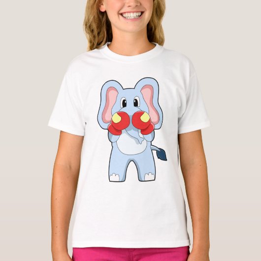 T-shirt Éléphant à la boxe avec des gants de boxe (Devant)