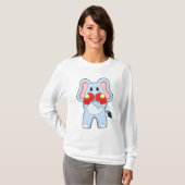 T-shirt Eléphant à la boxe avec gants de boxe (Devant entier)