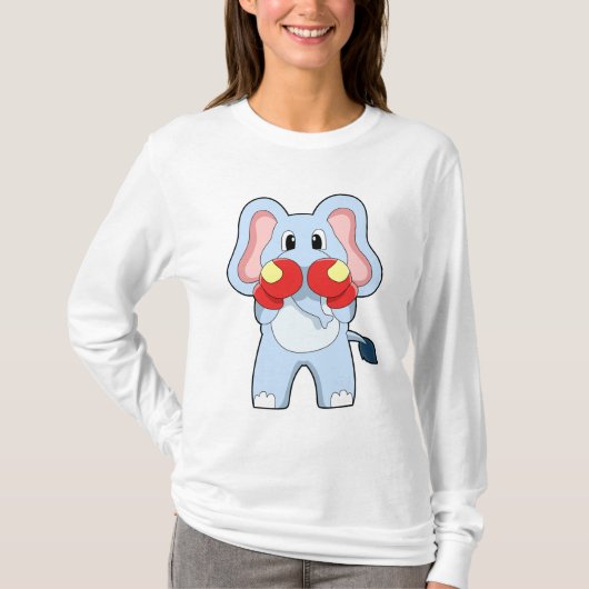 T-shirt Eléphant à la boxe avec gants de boxe (Devant)