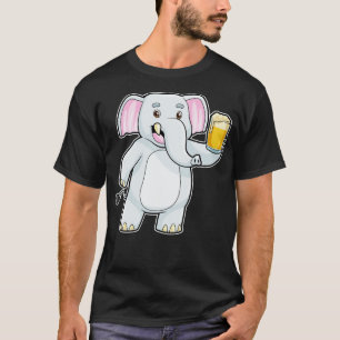 T-shirt Eléphant à la fête avec verre de bière