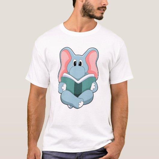T-shirt Eléphant à la lecture avec livre (Devant)