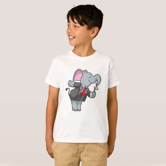 T-shirt Eléphant à la musique avec Triangle (Devant entier)