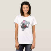 T-shirt Eléphant à la musique avec Triangle (Devant entier)