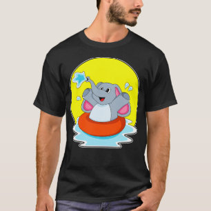 T-shirt Eléphant À La Nage Avec Lifebuoy