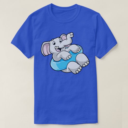 T-shirt Eléphant à la natation avec anneau de natation (Design devant)