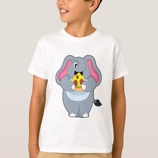 T-shirt Eléphant à la pizza (Devant)