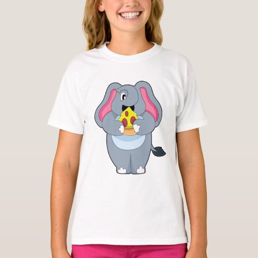 T-shirt Eléphant à la pizza (Devant)
