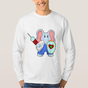 T-shirt Eléphant à la vaccination avec seringue