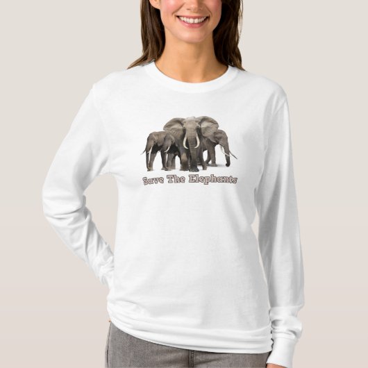 T-shirt éléphant à manches longues (Devant)