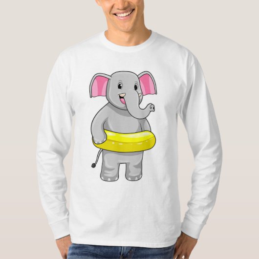 T-shirt Eléphant à nager avec Lifebuoy (Devant)