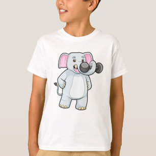 T-shirt Elephant à Strenght entraînement avec Dumbbell