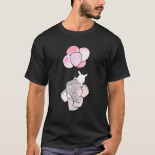 T-shirt Elephant Amusant Et Lapin Blanc Tenant Des Ballons