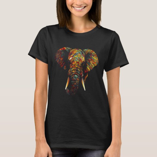 T-shirt Elephant Animal Colourful Animal Lovers Art Elepha (Devant)