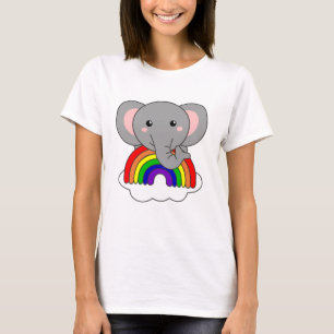 T-shirt Eléphant Arc-en-ciel Animaux doux Eléphants coloré