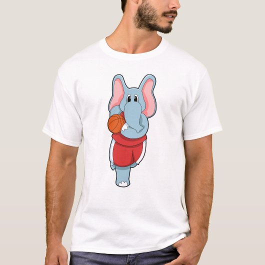 T-shirt Elephant as Basketball player with Basketball (Devant)