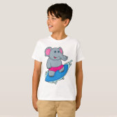 T-shirt Elephant as surfer avec surf (Devant entier)