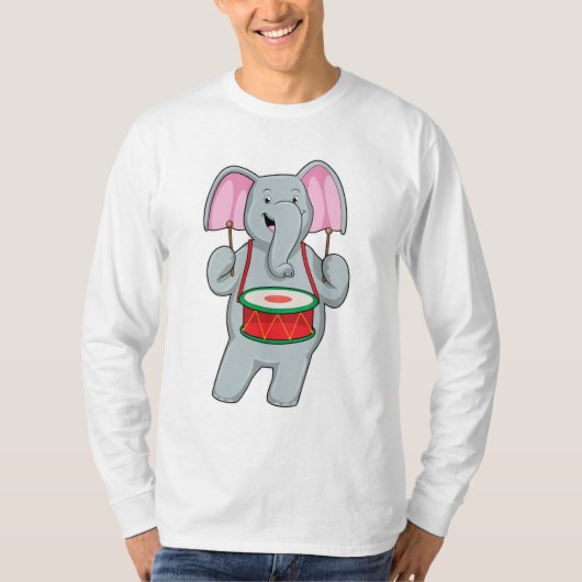 T-shirt Elephant at Music with Drum (Devant)