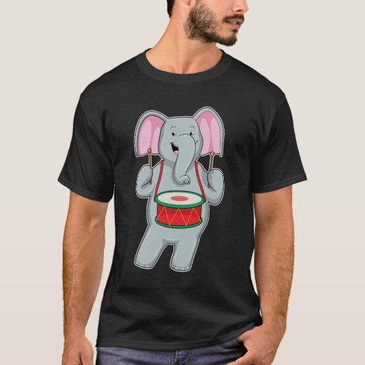 T-shirt Elephant at Music with Drum (Devant)