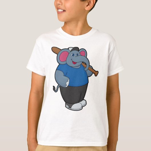 T-shirt Elephant au baseball avec batte de baseball (Devant)