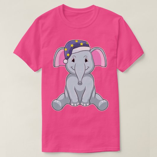 T-shirt Eléphant au coucher avec casquette de nuit (Design devant)