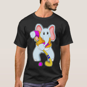 T-shirt Elephant au hockey avec chauve-souris de hockey