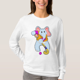 T-shirt Elephant au hockey avec chauve-souris de hockey