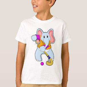T-shirt Elephant au hockey avec chauve-souris de hockey