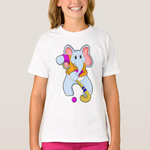 T-shirt Elephant au hockey avec chauve-souris de hockey