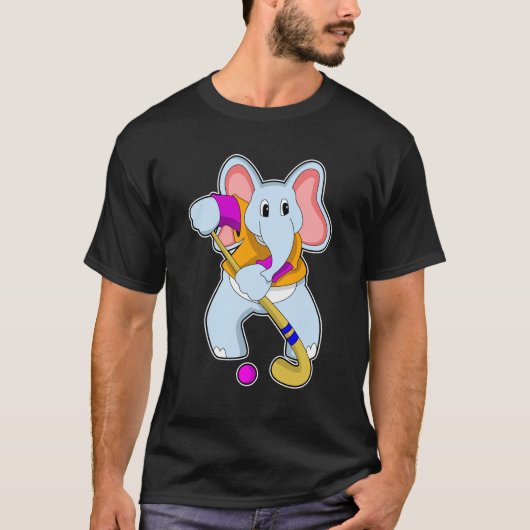 T-shirt Elephant au hockey avec chauve-souris de hockey (Devant)