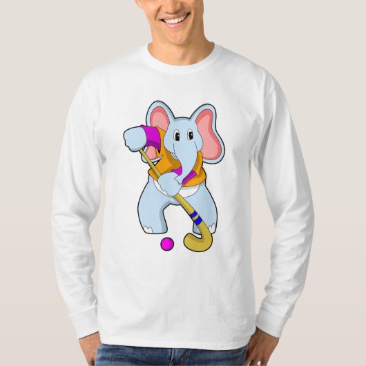 T-shirt Elephant au hockey avec chauve-souris de hockey (Devant)