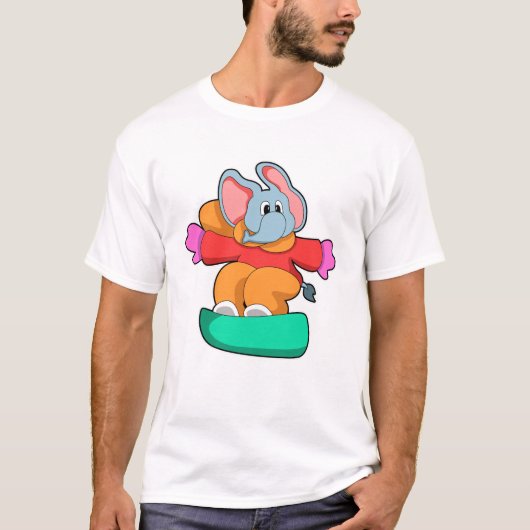 T-shirt Elephant au snowboard avec snowboard (Devant)